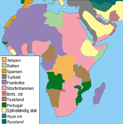 Karta över den europeiska expansionen i Afrika