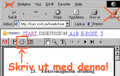 PDF fönsterns utskriftsknapp.
Överkorsad menyval och
browser utskrift knapp